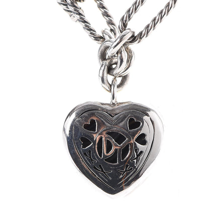 David Yurman Sterling Silver 18K Yellow Gold Cable Heart Figaro Necklace 5 of 8