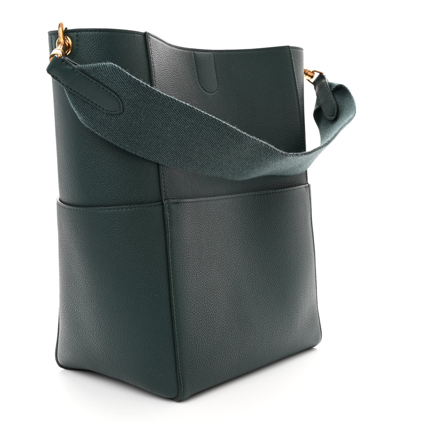 Soft Grained Calfskin Sangle Bucket Bag Amazone