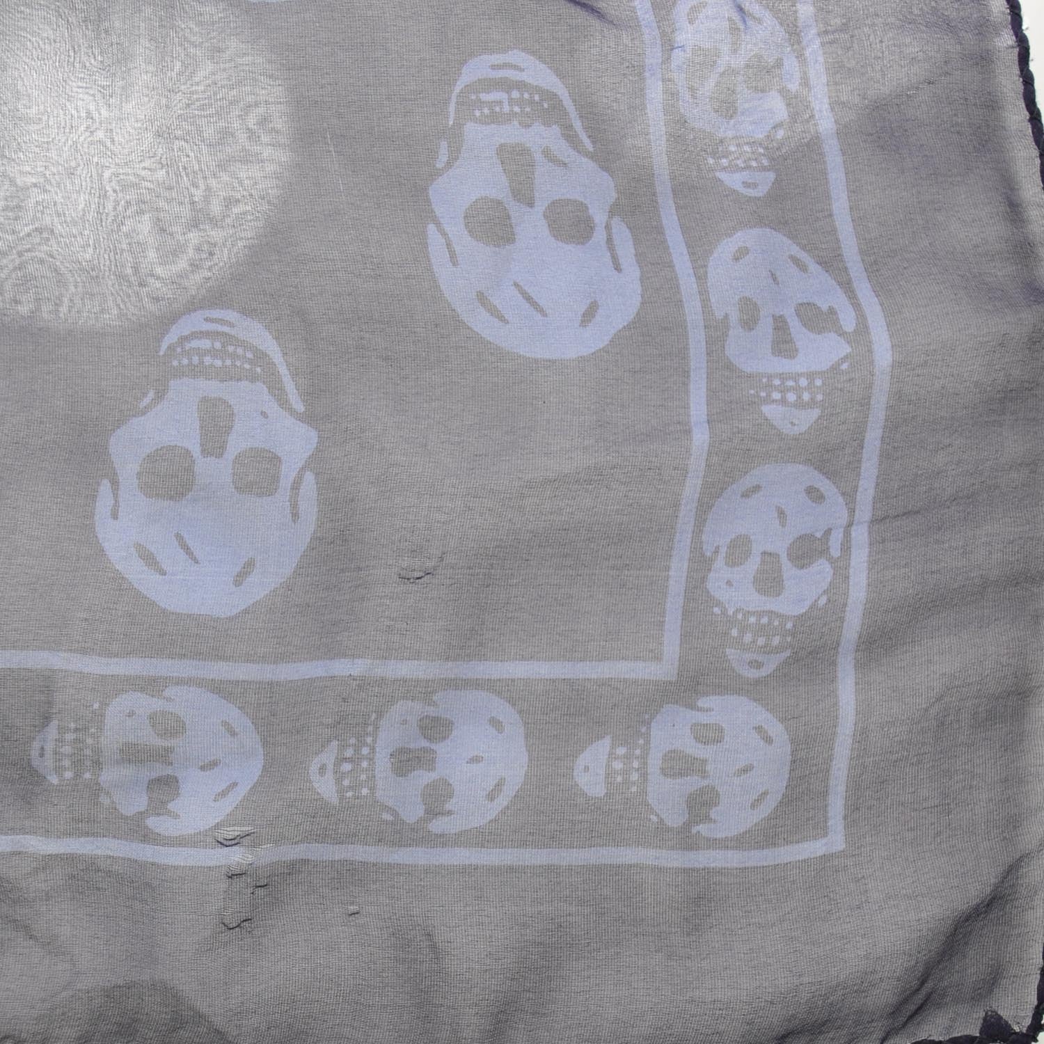 Alexander McQueen Silk Chiffon Skull Scarf Blue 5 of 5