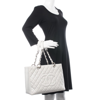 Chanel Caviar Quilted Grand Shopping Tote GST White 2 of 17