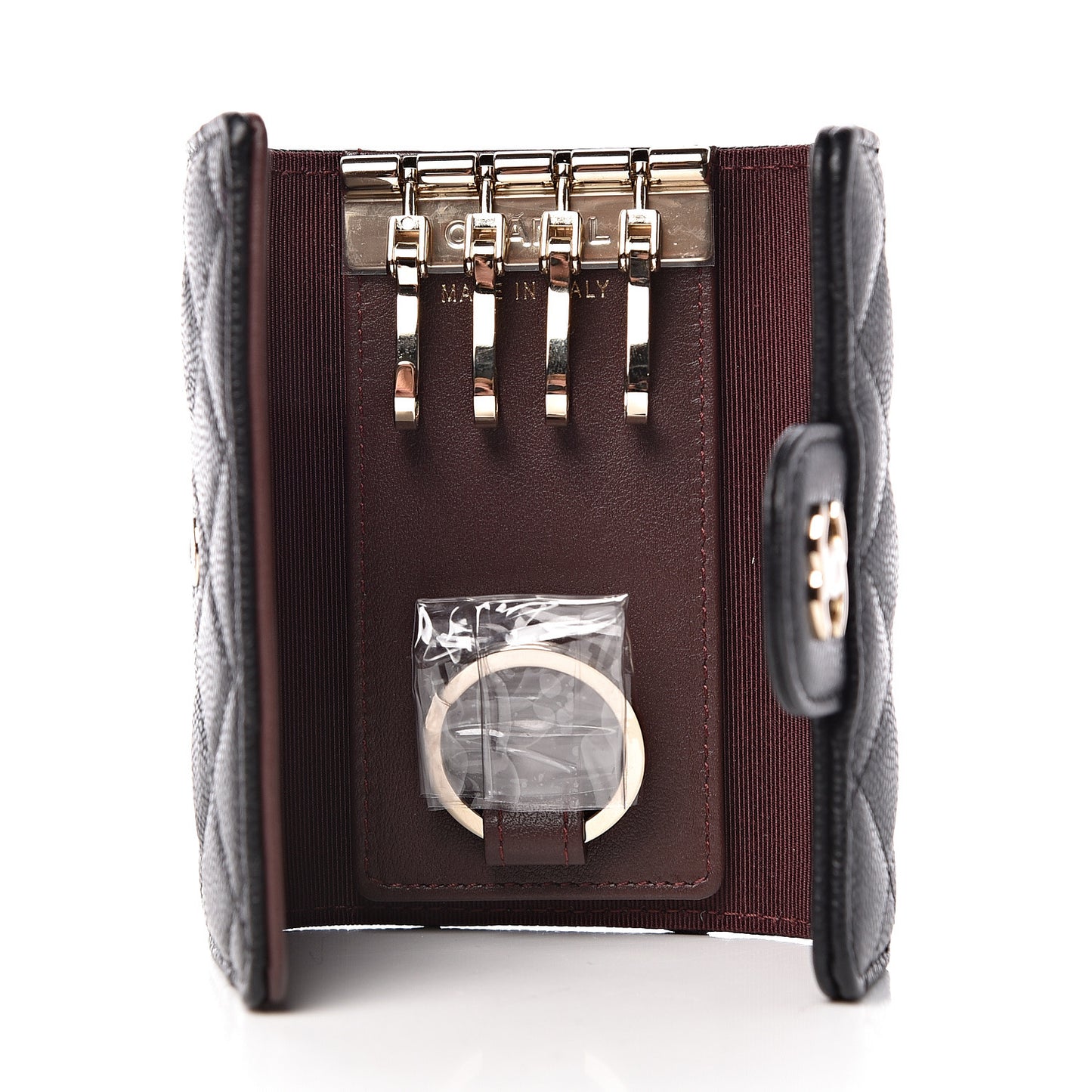 Caviar Quilted Classic 4 Key Holder Wallet Black