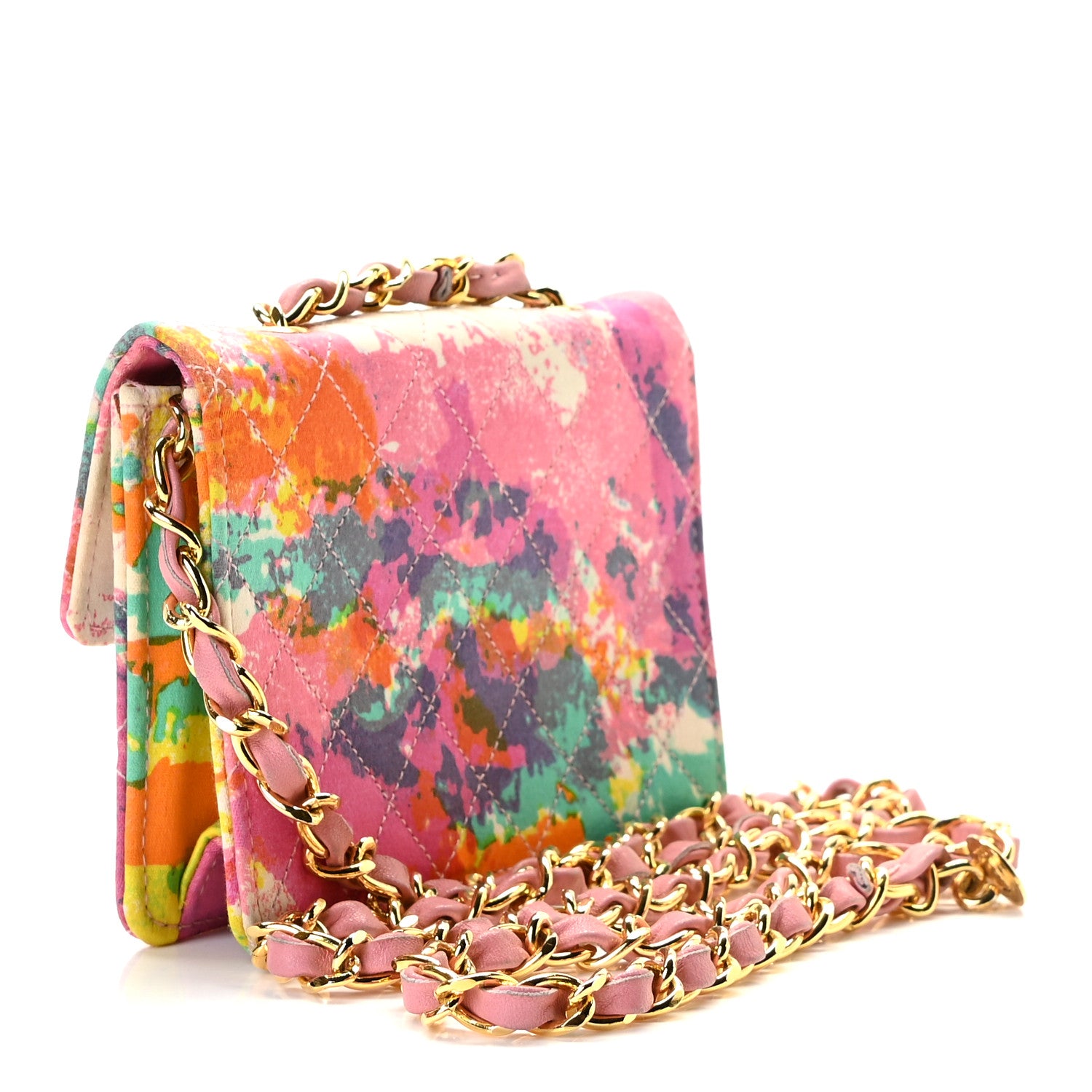 Chanel Satin Printed Watercolor Micro Flap Multicolor 5 of 7