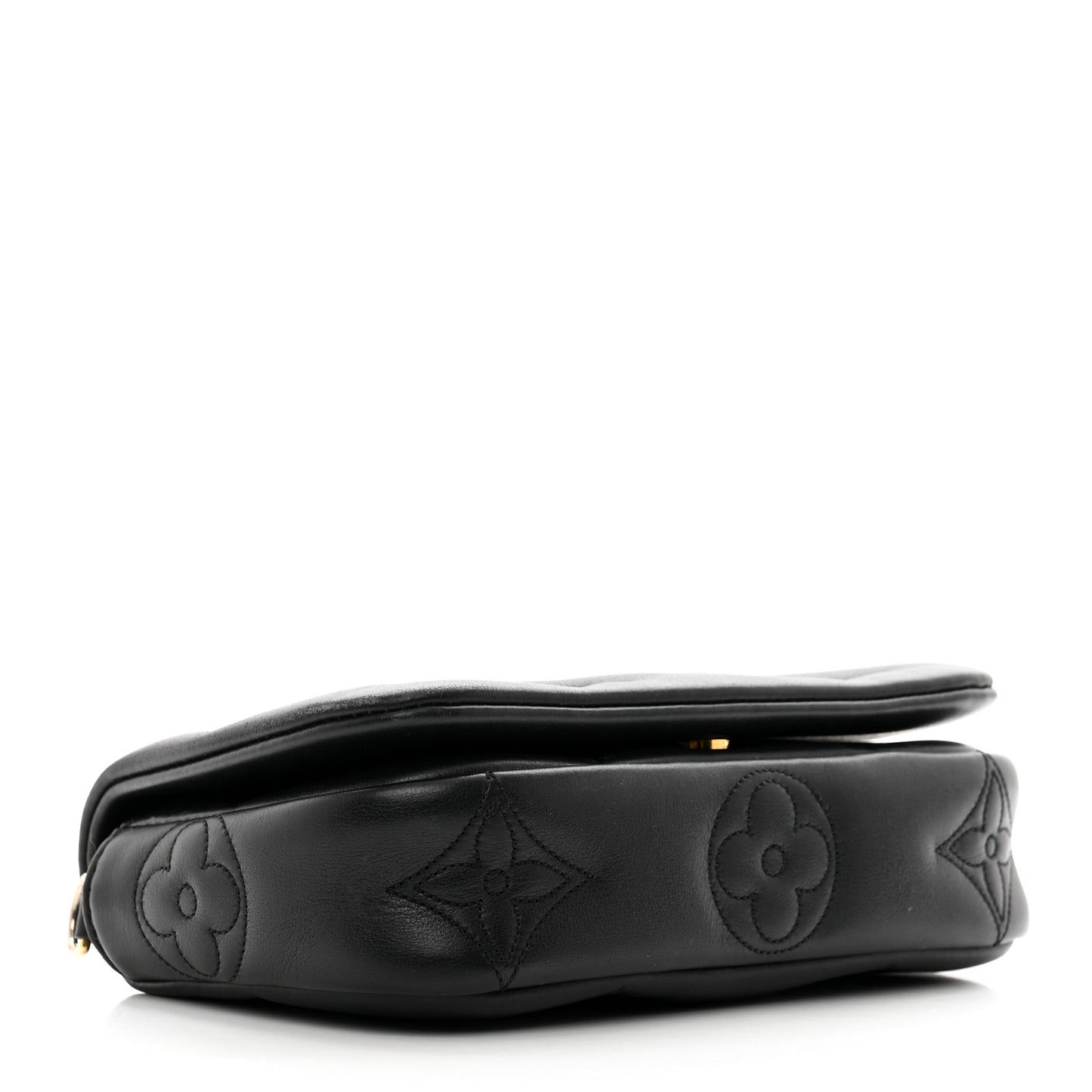 Calfskin Bubblegram Wallet On Strap Black