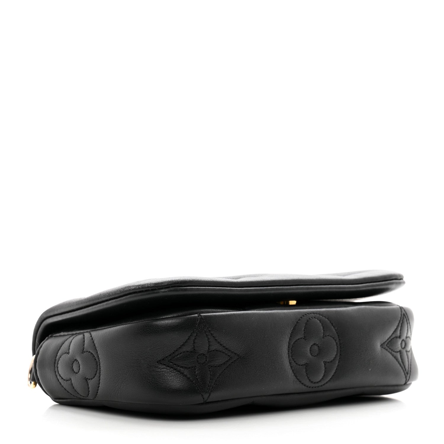 Louis Vuitton Calfskin Bubblegram Wallet On Strap Black 3 of 10