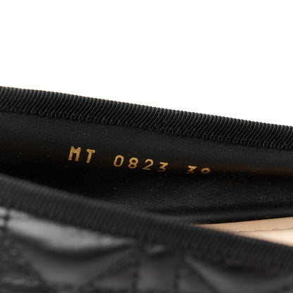 Christian Dior Calfskin Cannage Pearl Bow Ballet Flats 39 Black 8 of 9