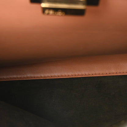 Fendi Vitello Seta Shiny Nappa Medium Peekaboo Iconic Satchel Verde Prato Makeup 5 of 10