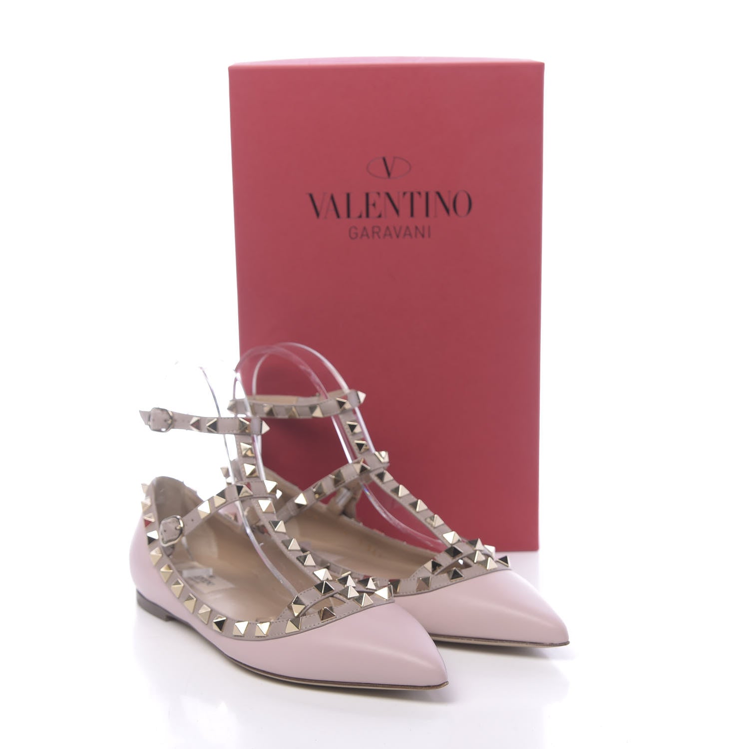 Valentino Garavani Nappa Rockstud Cage Ballerina Flats 36.5 Water Rose Poudre 10 of 10