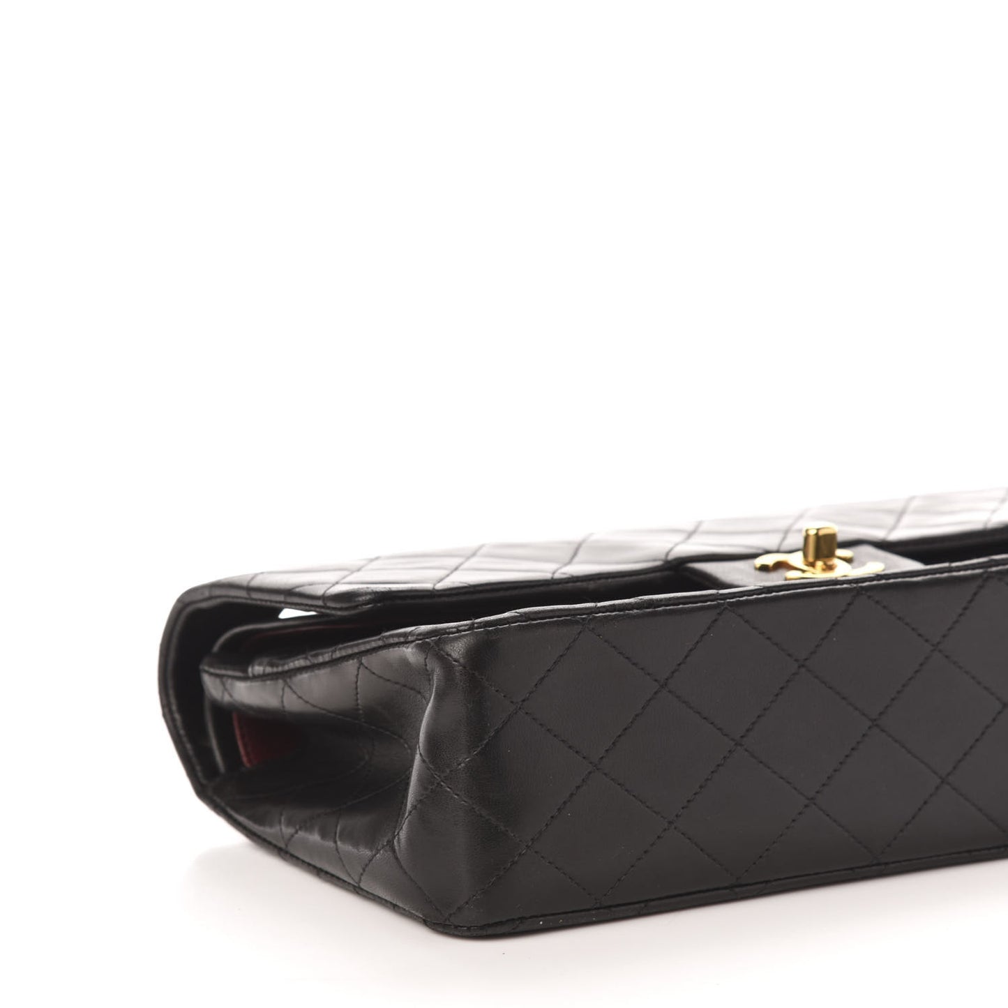 Lambskin Quilted Medium Double Flap Black