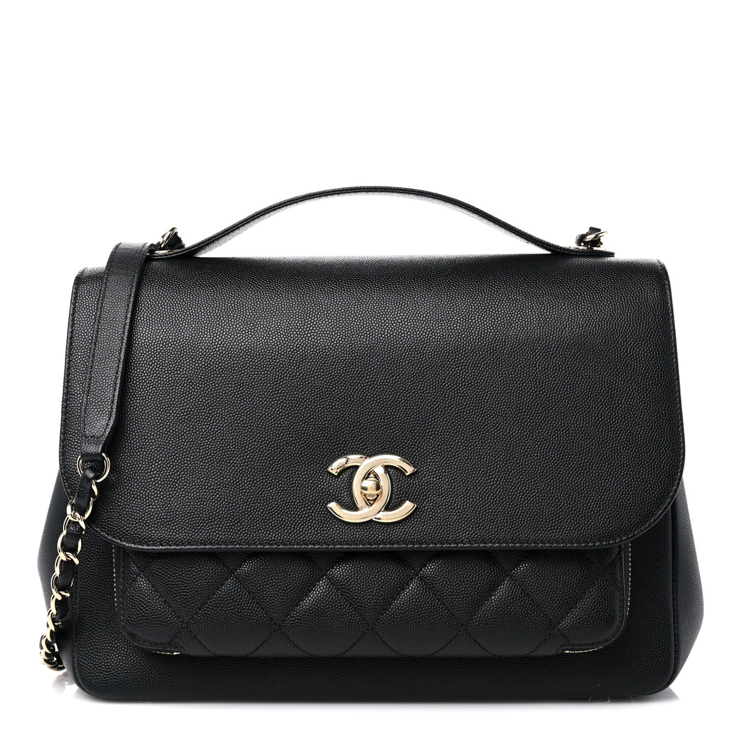 Caviar Quilted Large Business Affinity Flap Black