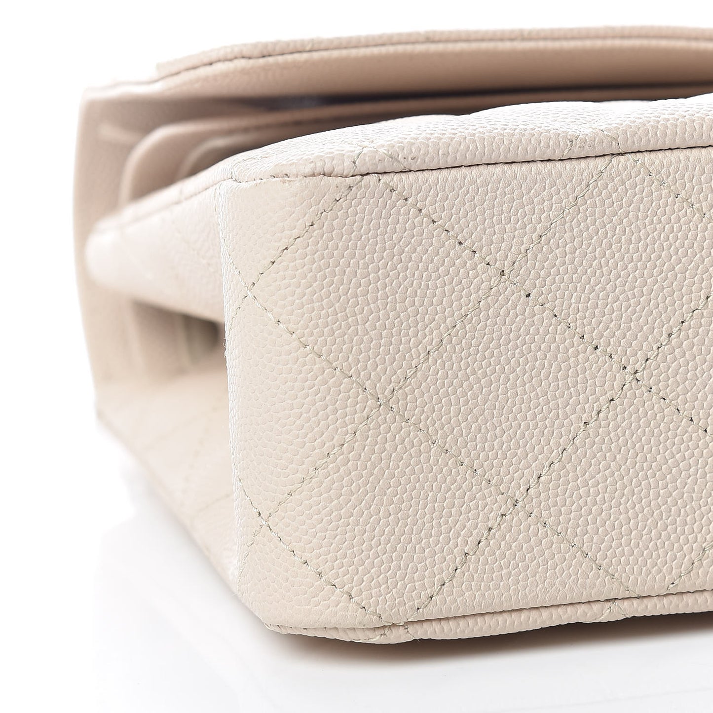 Caviar Quilted Medium Double Flap Light Beige