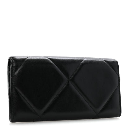 Chanel Shiny Goatskin Quilted Chanel 19 Flap Wallet Black 3 of 9