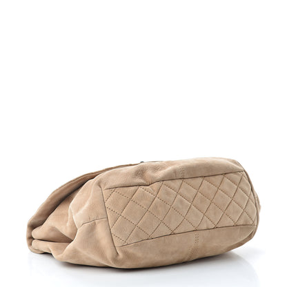 Chanel Suede Quilted Large Trianon Messenger Flap Beige 4 of 11
