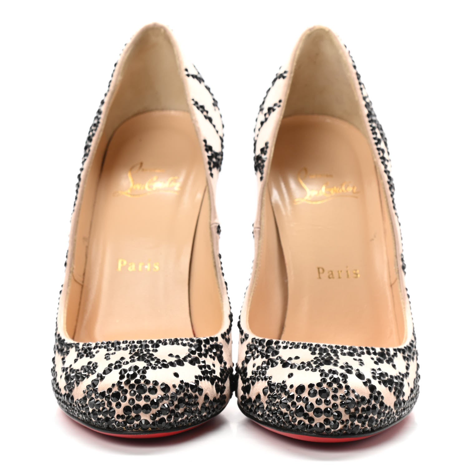 Christian Louboutin Crepe Satin Strass Devone 100 Pumps 38 Nude 2 of 10