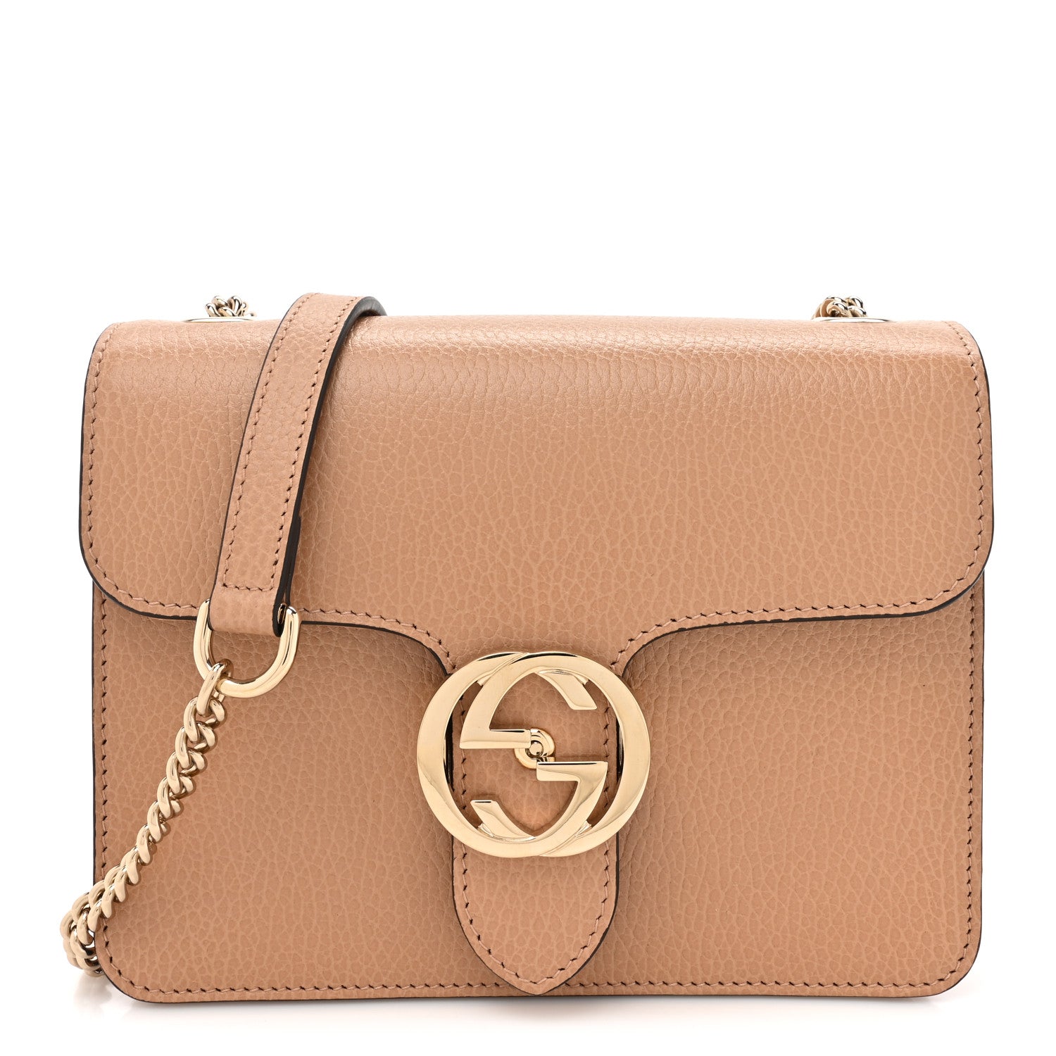 Gucci Dollar Calfskin Small Interlocking G Shoulder Bag Camelia 1 of 12