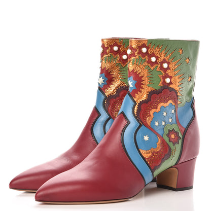 Valentino Garavani Calfskin Enchanted Wonderland Ankle Boots 41 Scarlet Multicolor 3 of 9