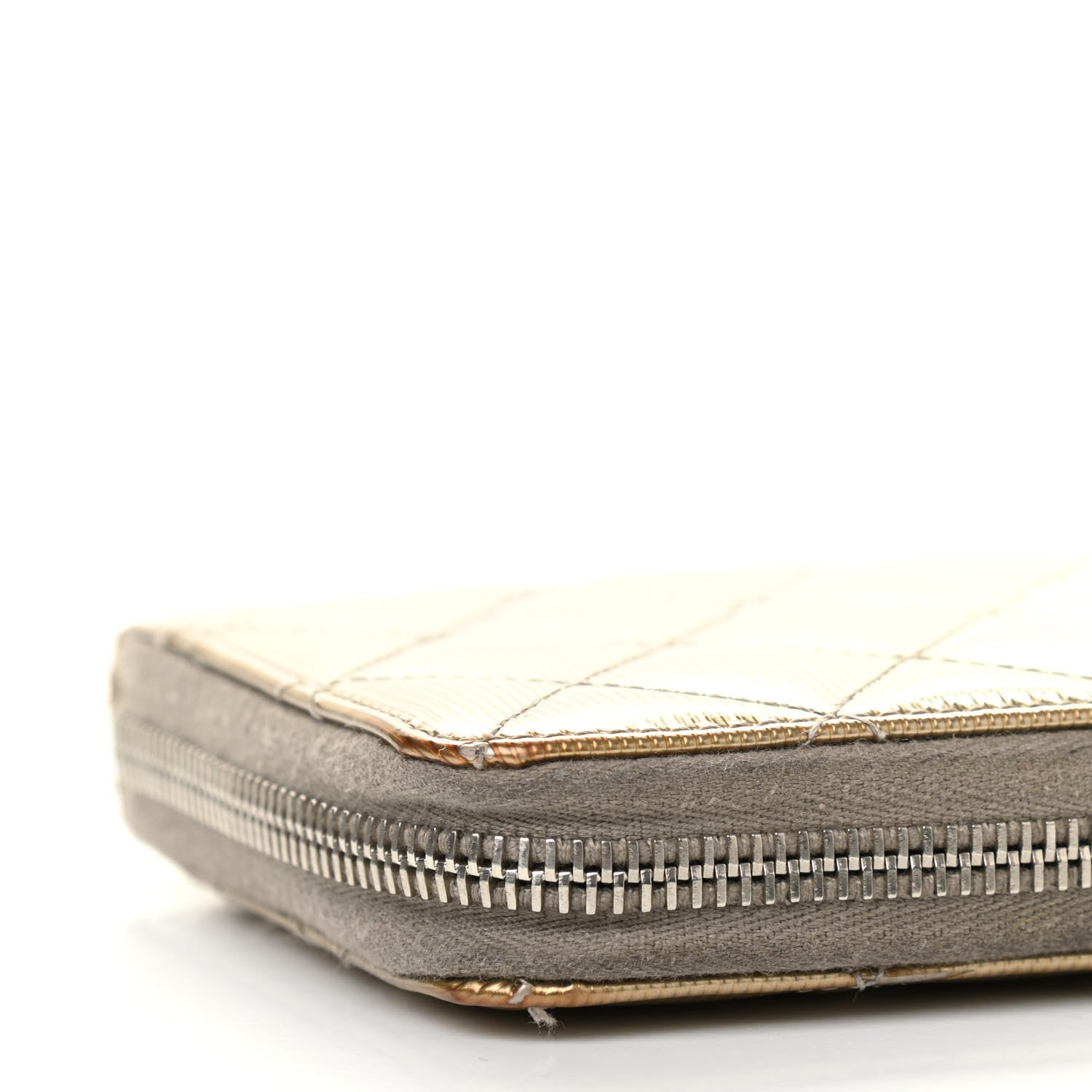 Chanel Striated Patent Zip Around Wallet Gold 11 of 22