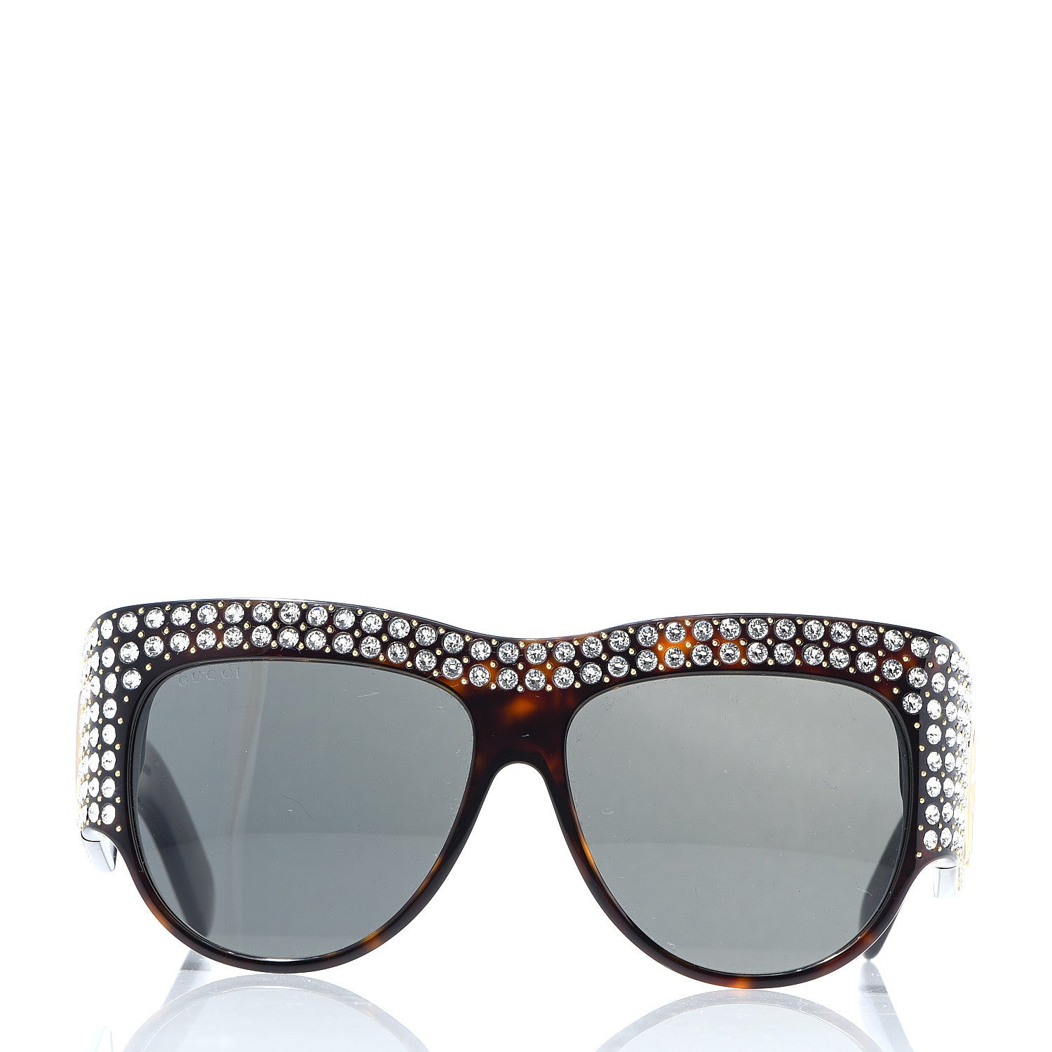 Gucci Acetate Crystal Oversize Hollywood Forever Sunglasses GG0144S Tortoiseshell 2 of 8