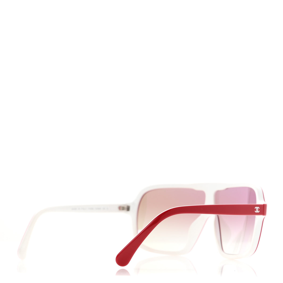 Chanel Acetate Shield Quilted Sunglasses 71655A White Red 4 of 8