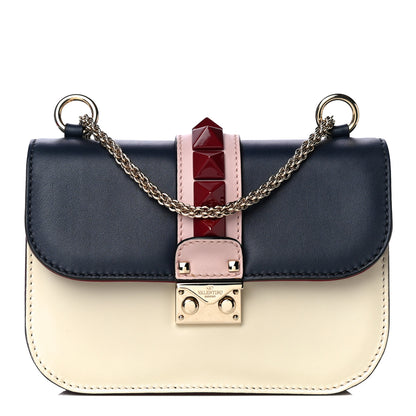 Valentino Garavani Vitello Small Glam Lock Rockstud Flap Light Ivory Water Rose Marine Rubin 1 of 13