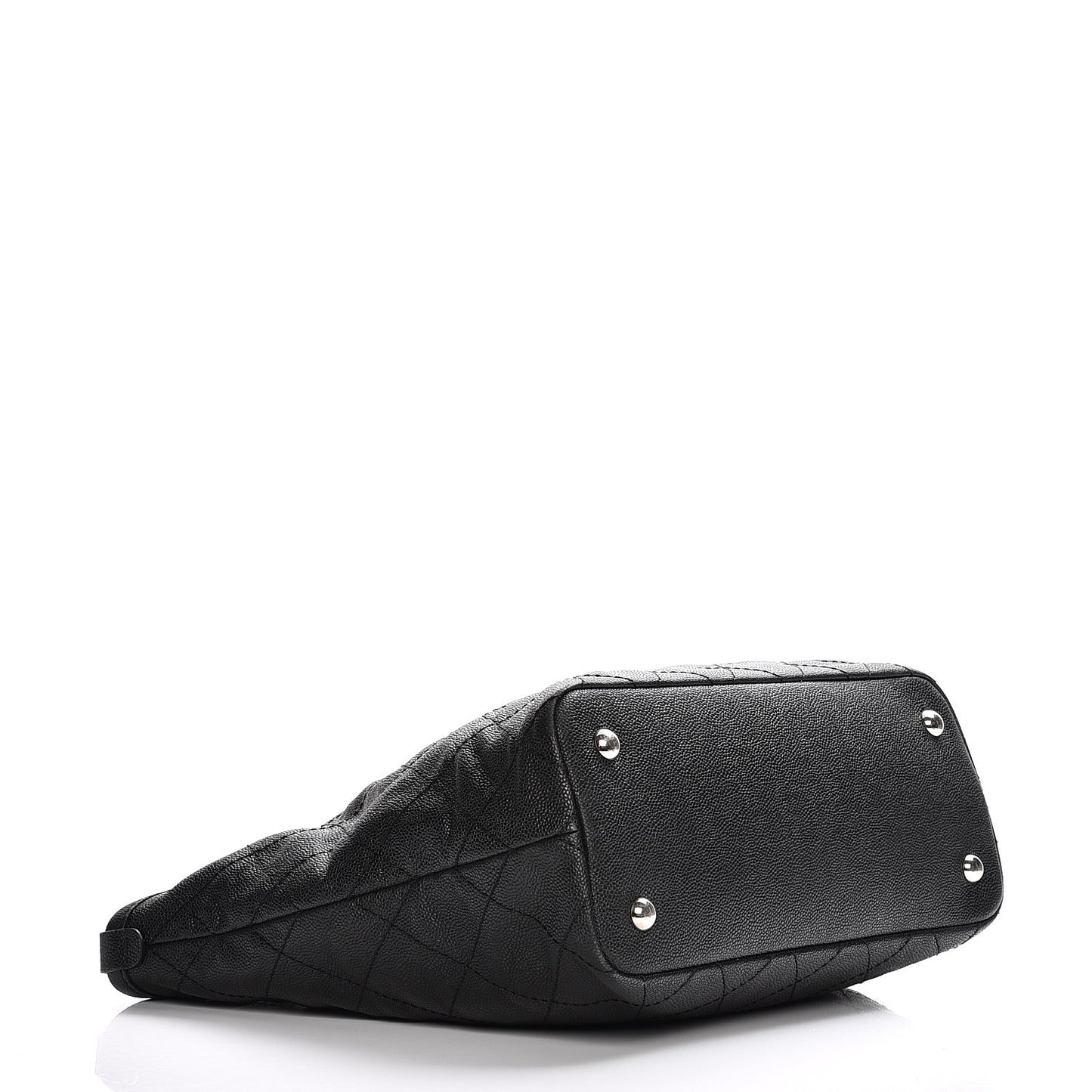 Grained Calfskin Quilted Large Daily Tote Black
