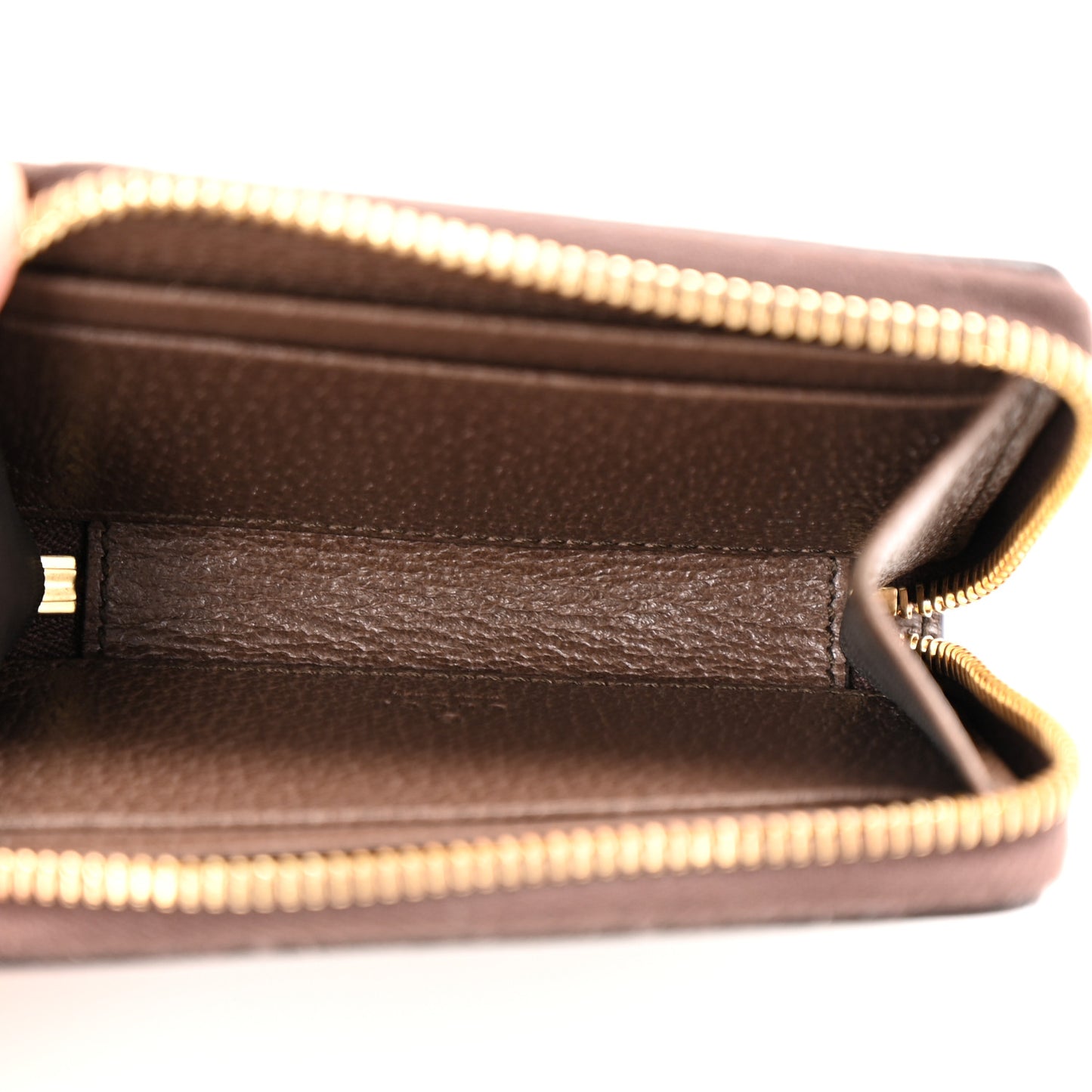 GG Supreme Monogram Textured Dollar Calfskin Web Ophidia Zip Around Card Case Wallet Beige Ebony New Acero