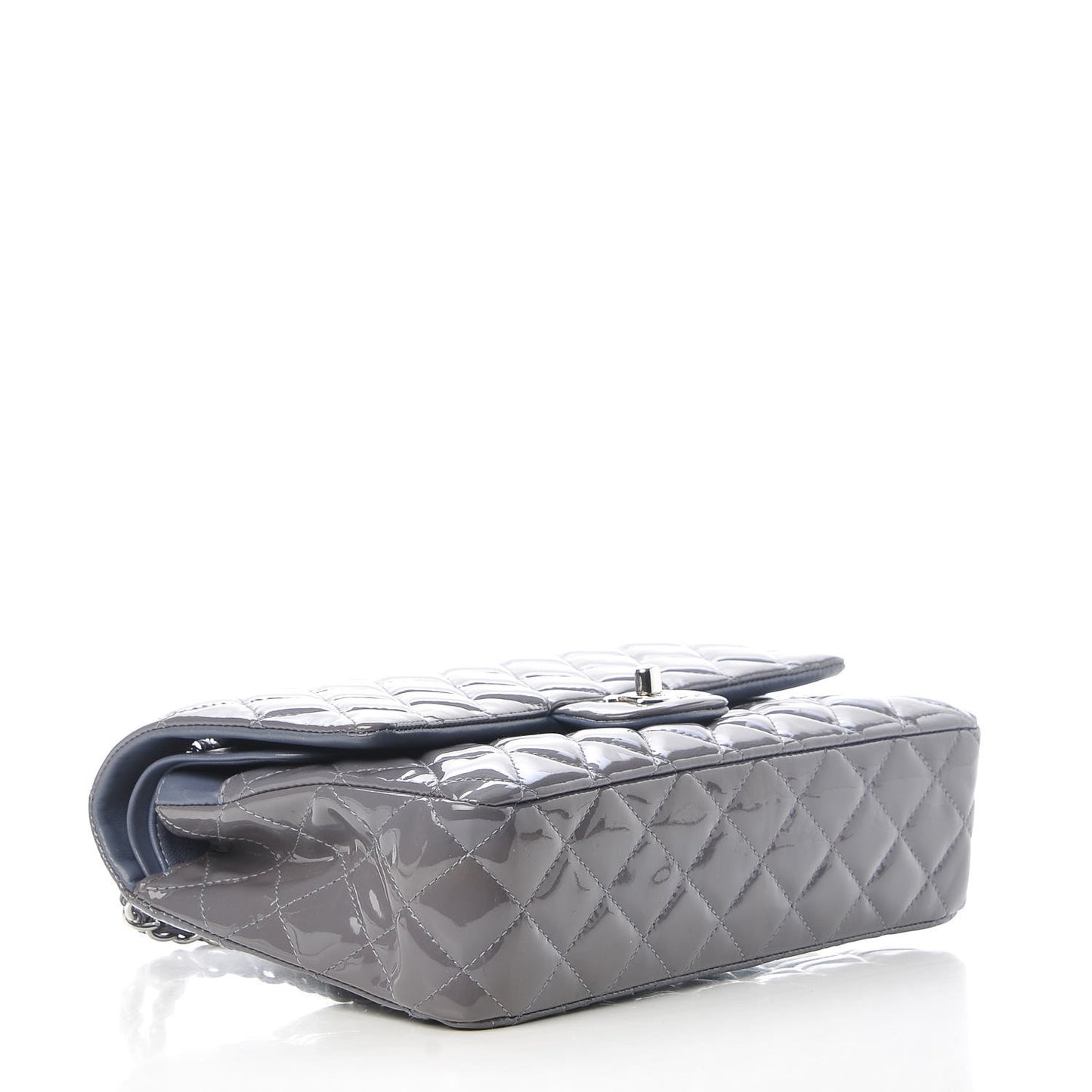 Patent Calfskin Quilted Medium Double Flap Light Purple