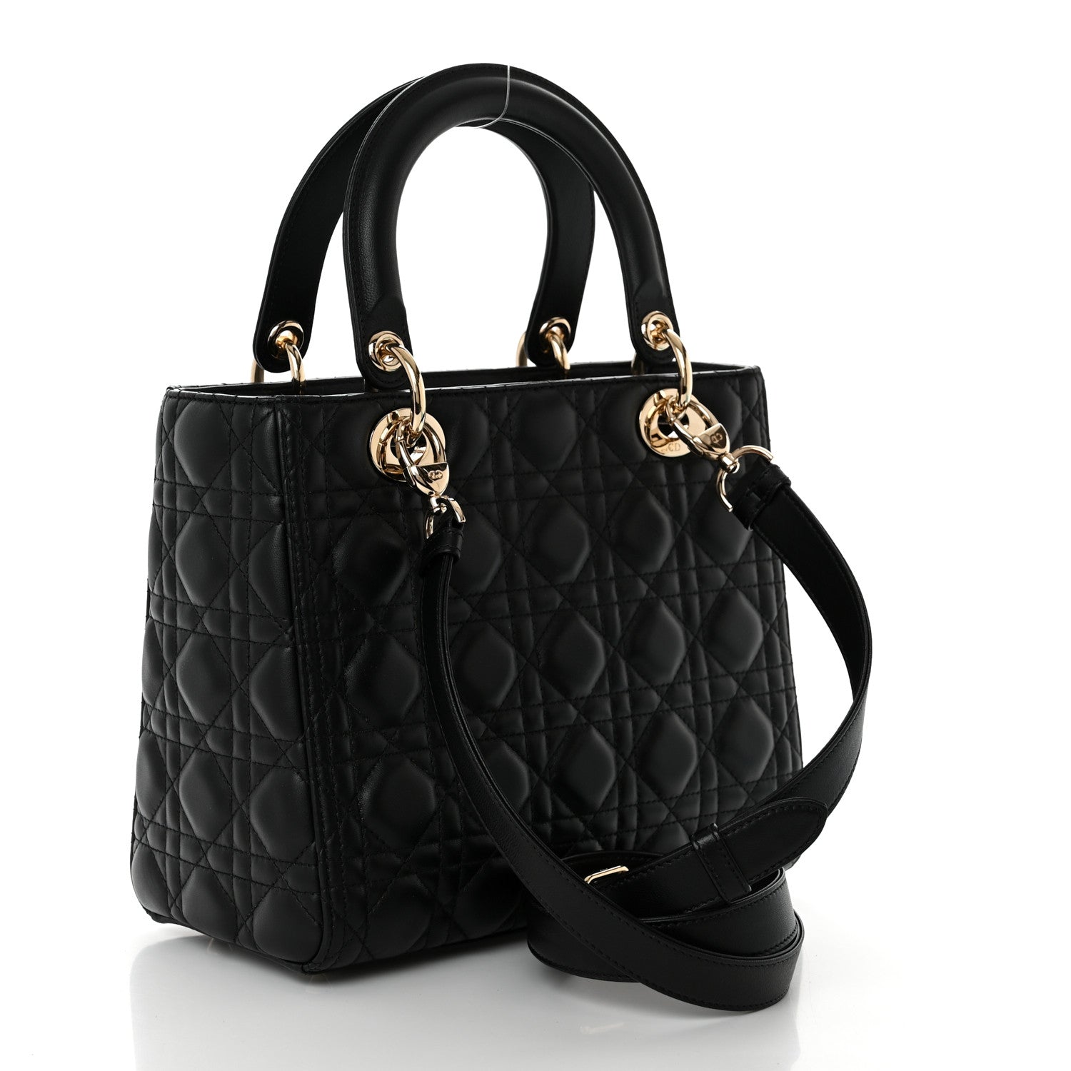 Christian Dior Lambskin Cannage Medium Lady Dior Black 2 of 10
