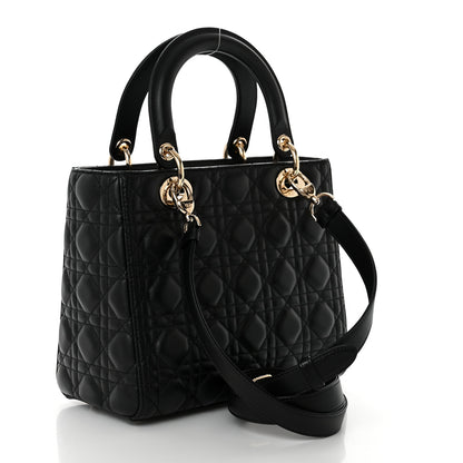 Christian Dior Lambskin Cannage Medium Lady Dior Black 2 of 10