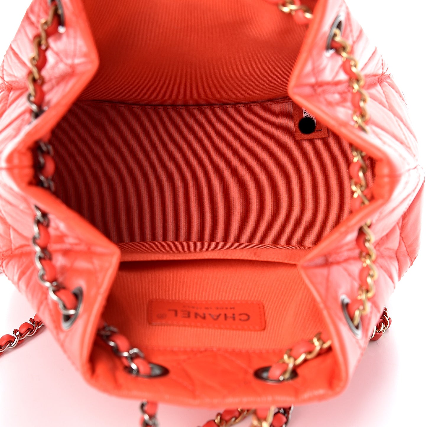 Aged Calfskin Quilted Small Gabrielle Backpack Orange