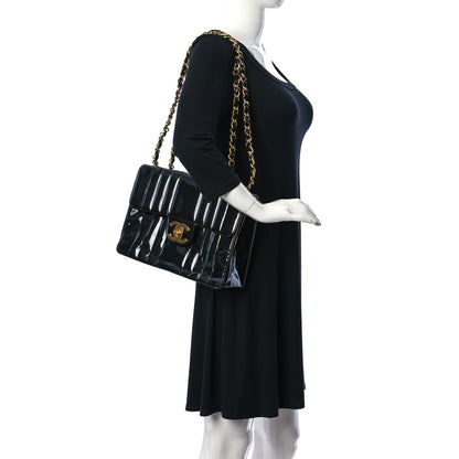 Chanel Patent Vertical Quilted Jumbo Single Flap Black 2 of 13