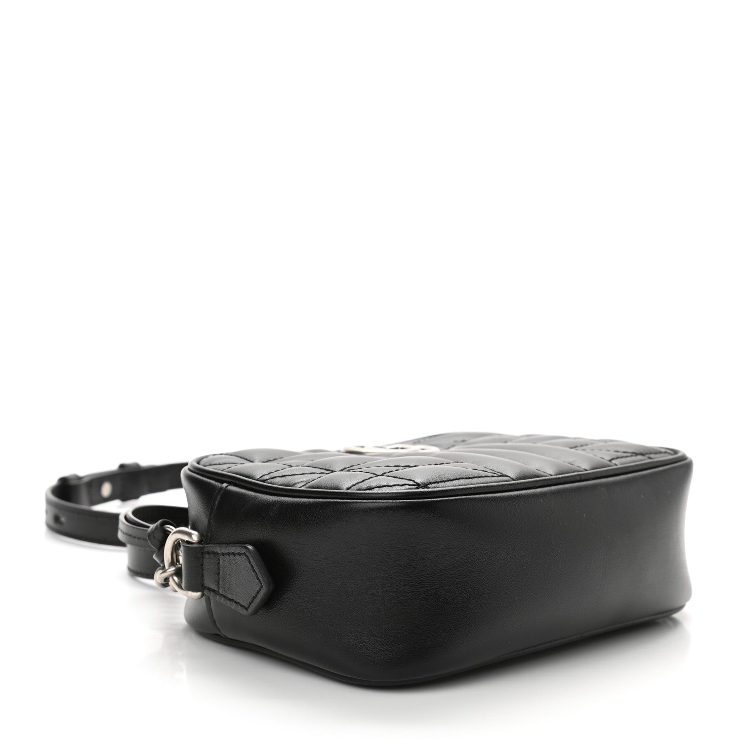 Gucci Calfskin Matelasse Aria Mini GG Marmont Chain Shoulder Bag Black 4 of 12