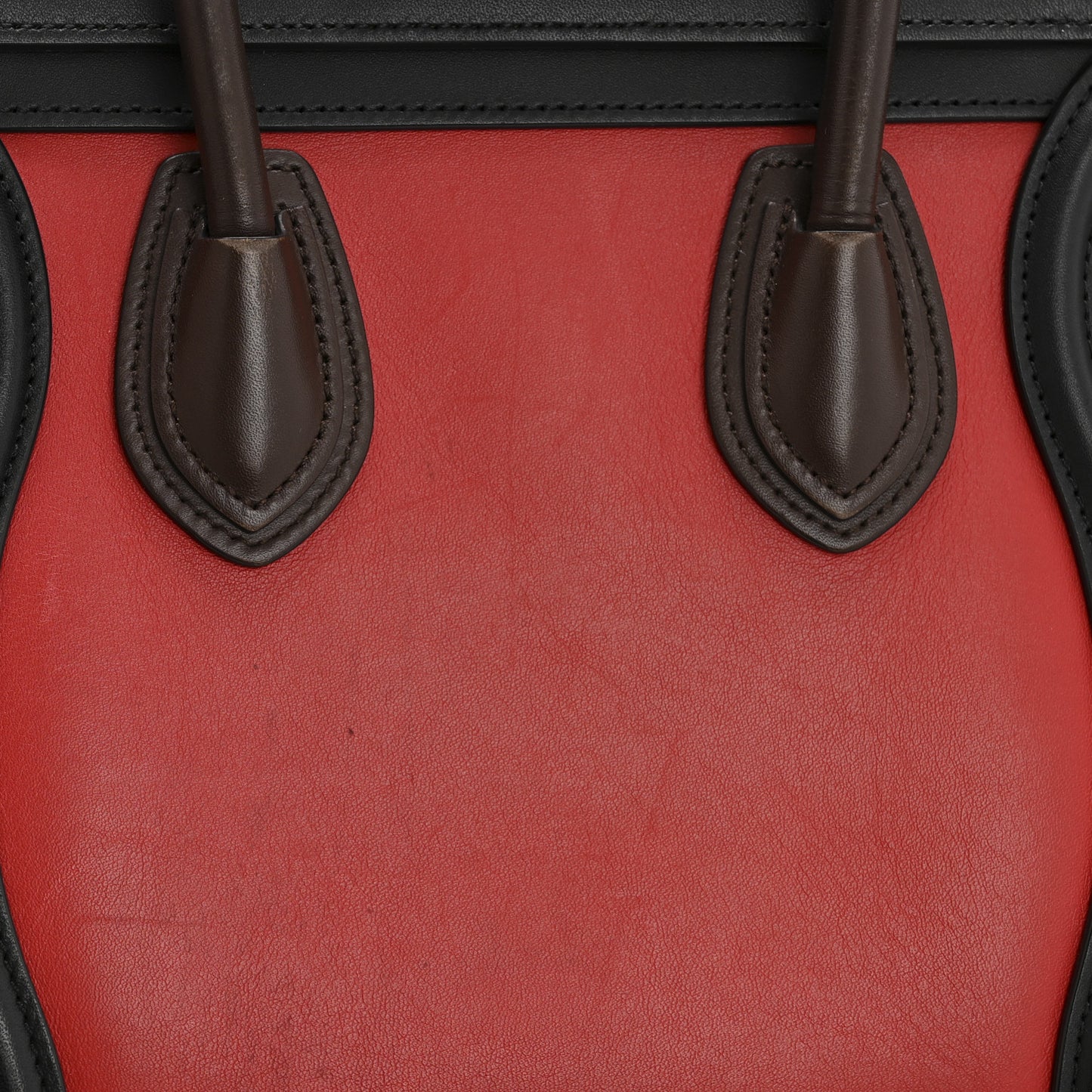 Smooth Calfskin Bullhide Nano Tri-Color Luggage Bright Red