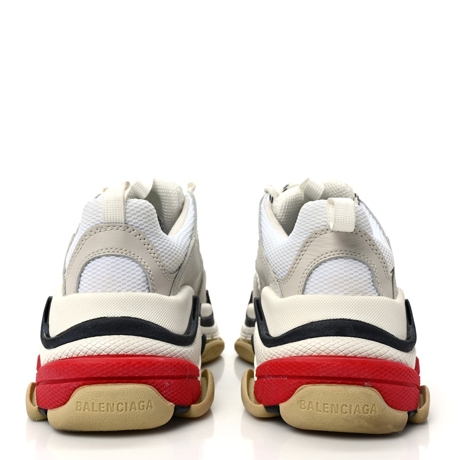 Balenciaga Fabric Mesh Womens Triple S Sneakers 37 Grey Red White 5 of 9
