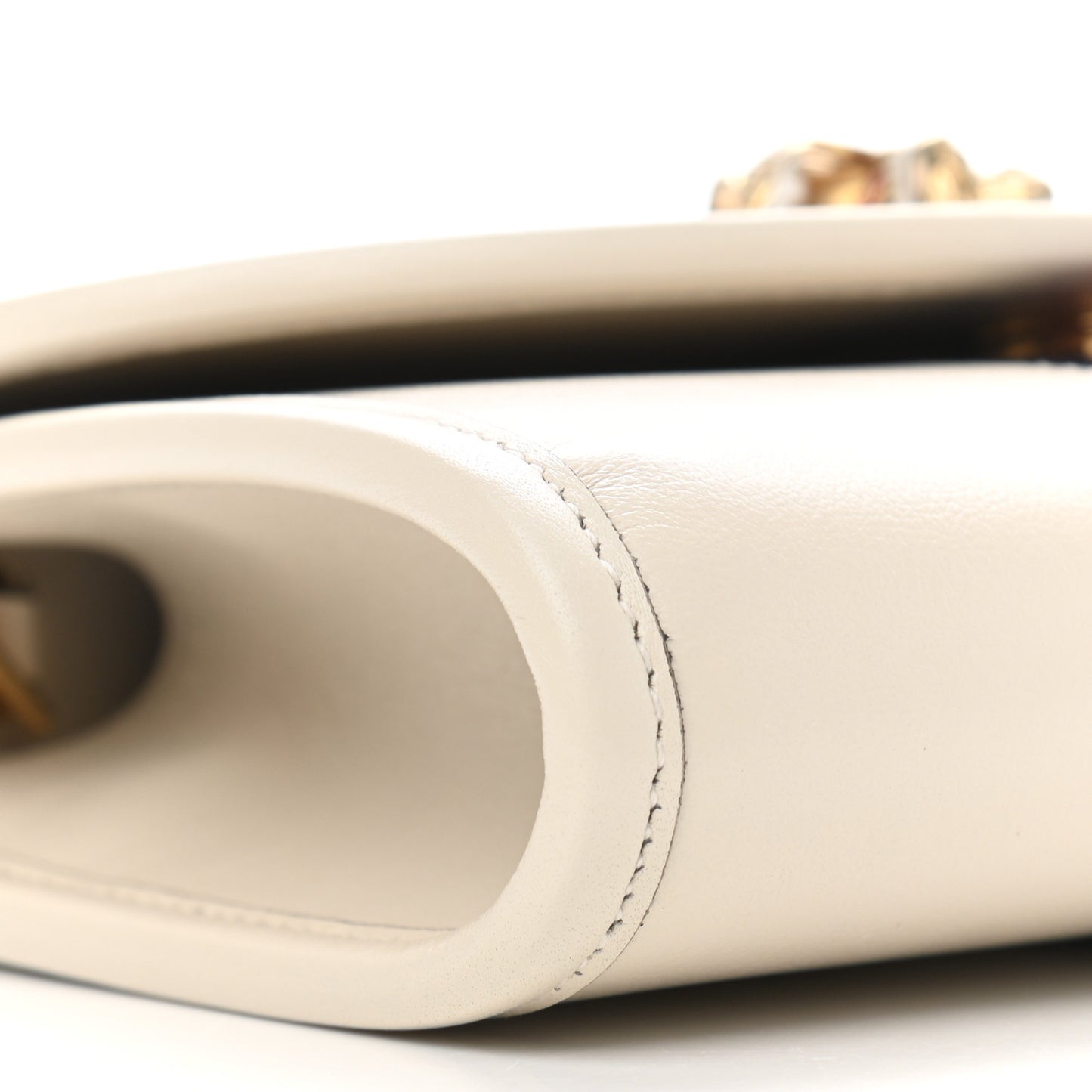 Textured Calfskin Web Mini Rajah Slim Flap Shoulder Bag Mystic White