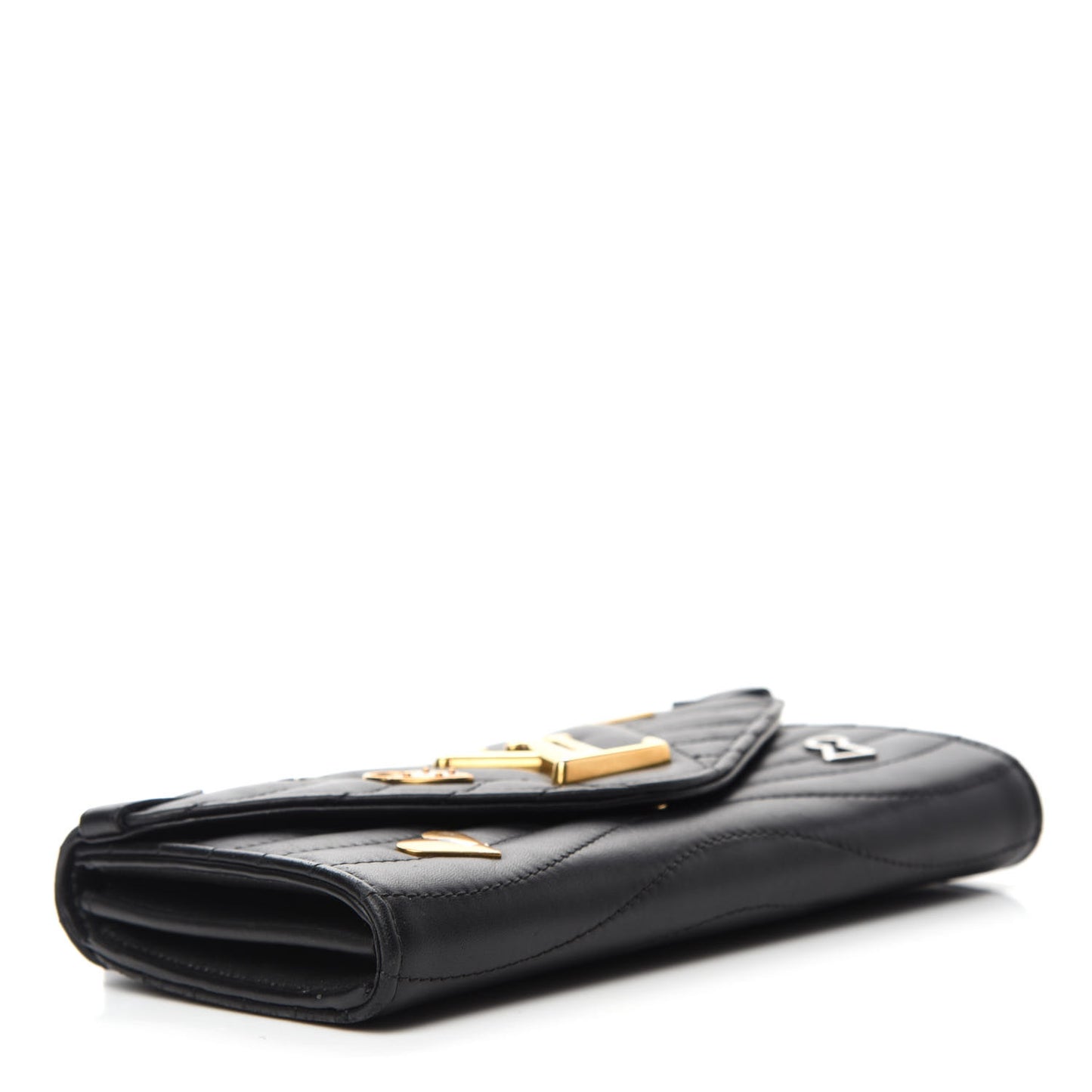 Calfskin Love Lock New Wave Long Wallet Black