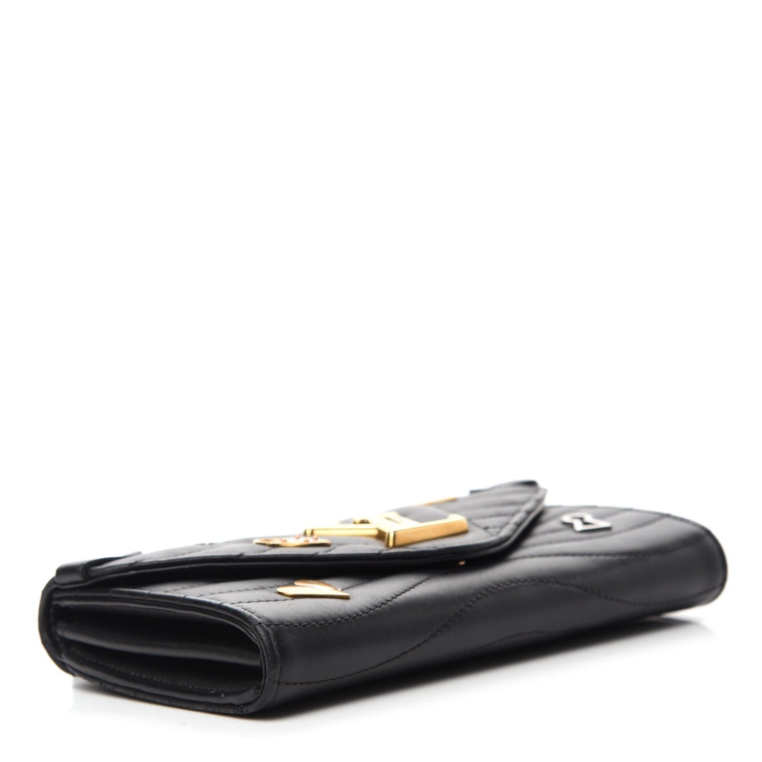 Louis Vuitton Calfskin Love Lock New Wave Long Wallet Black 5 of 10