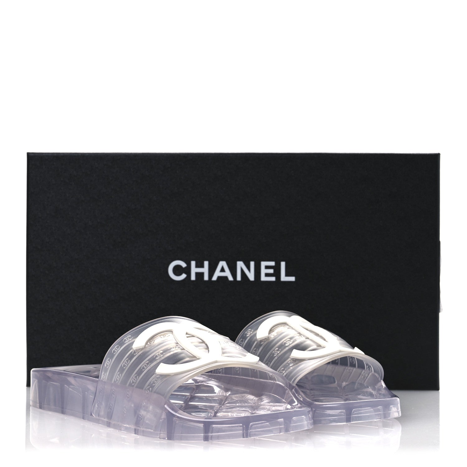 Chanel PVC Transparent CC Flat Slide Sandals 38 White 11 of 11