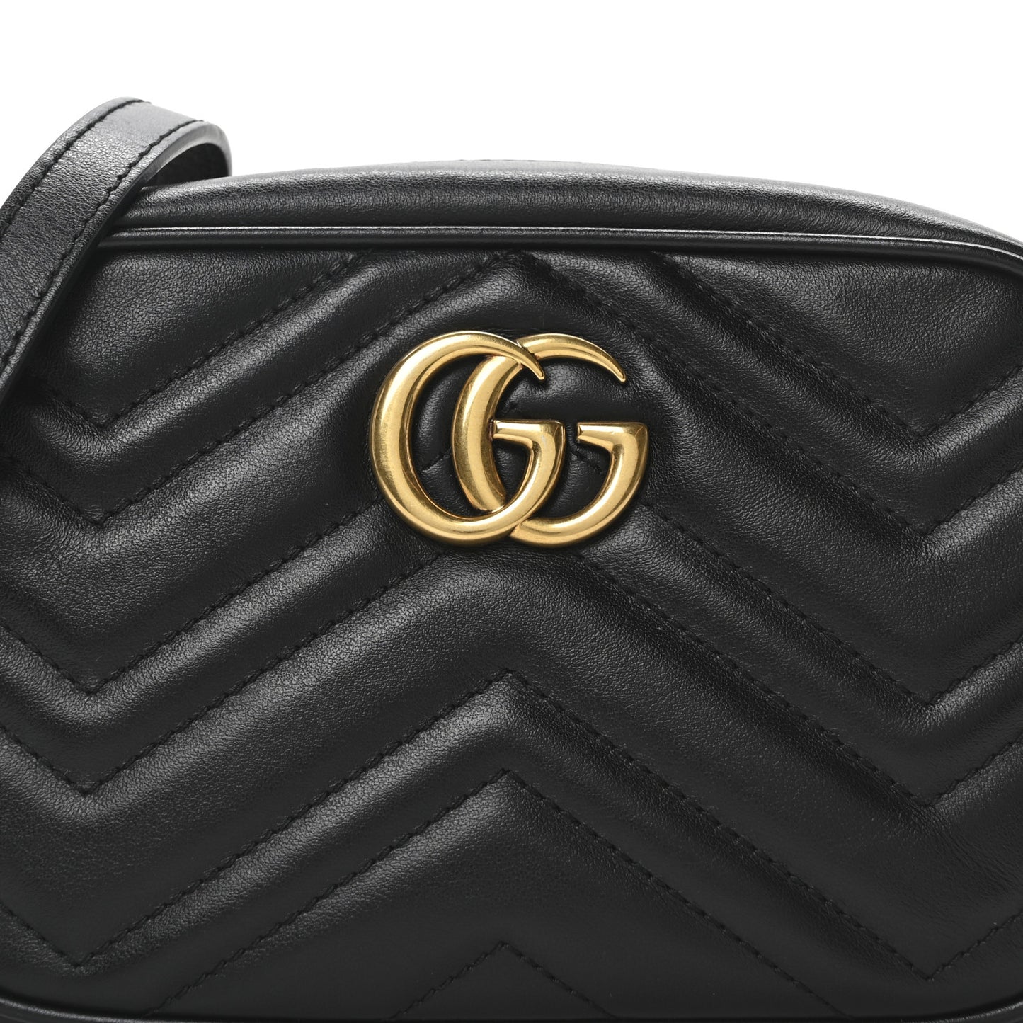 Calfskin Matelasse Mini GG Marmont Chain Shoulder Bag Black