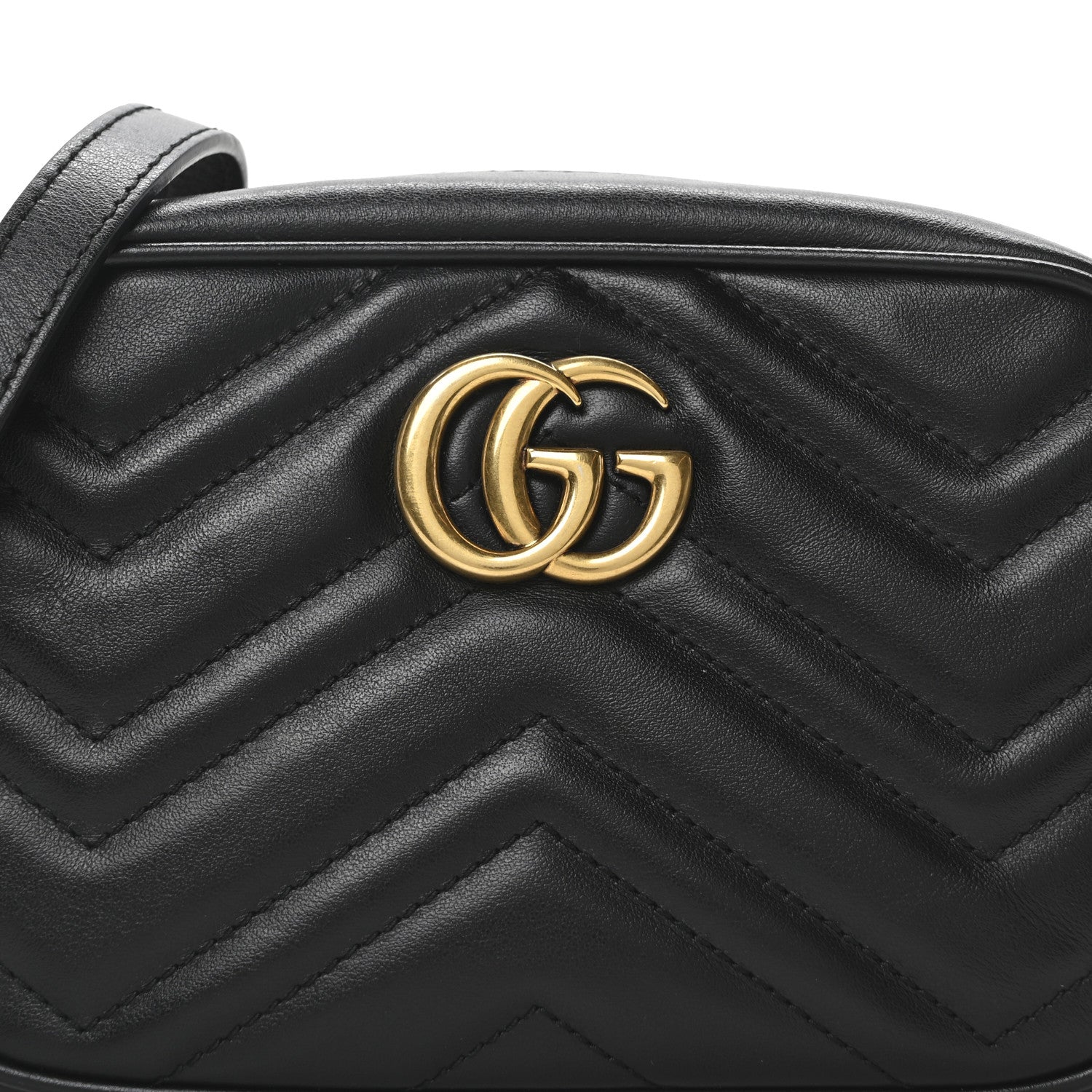Gucci Calfskin Matelasse Mini GG Marmont Chain Shoulder Bag Black 8 of 10