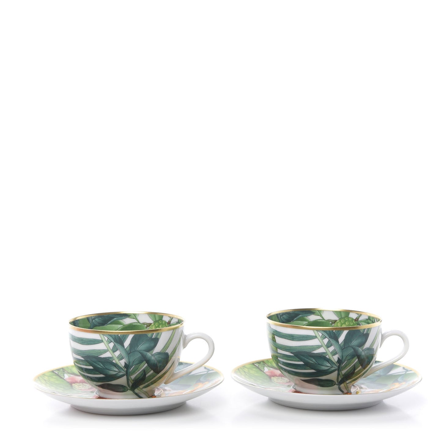 Porcelain Passifolia Tea Cup And Saucer Set Of 2