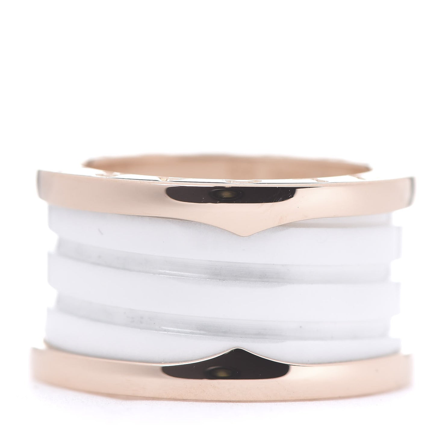 18K Rose Gold White Ceramic B.Zero1 Four-Band Ring 52 6
