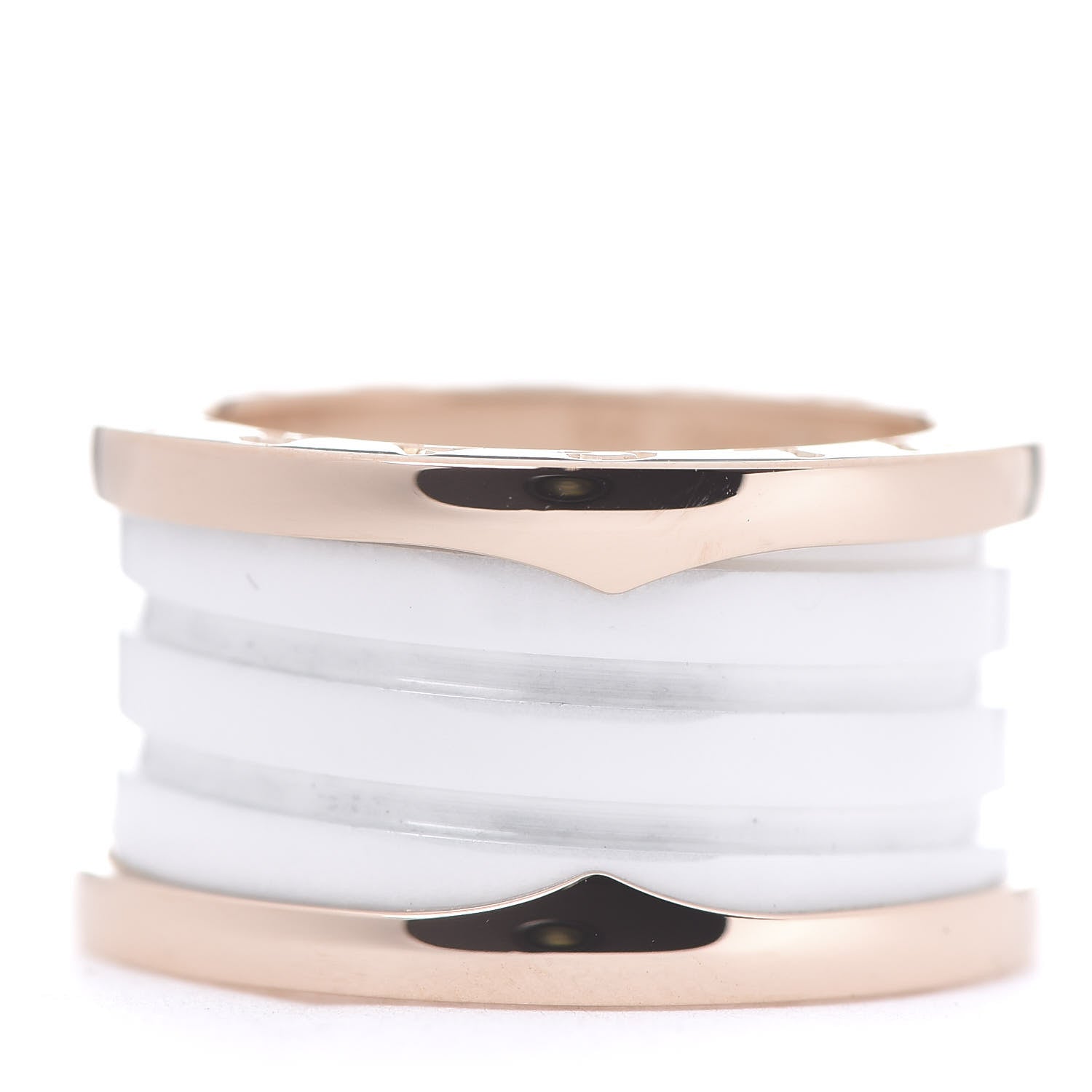Bulgari 18K Rose Gold White Ceramic B.Zero1 Four-Band Ring 52 6 2 of 4