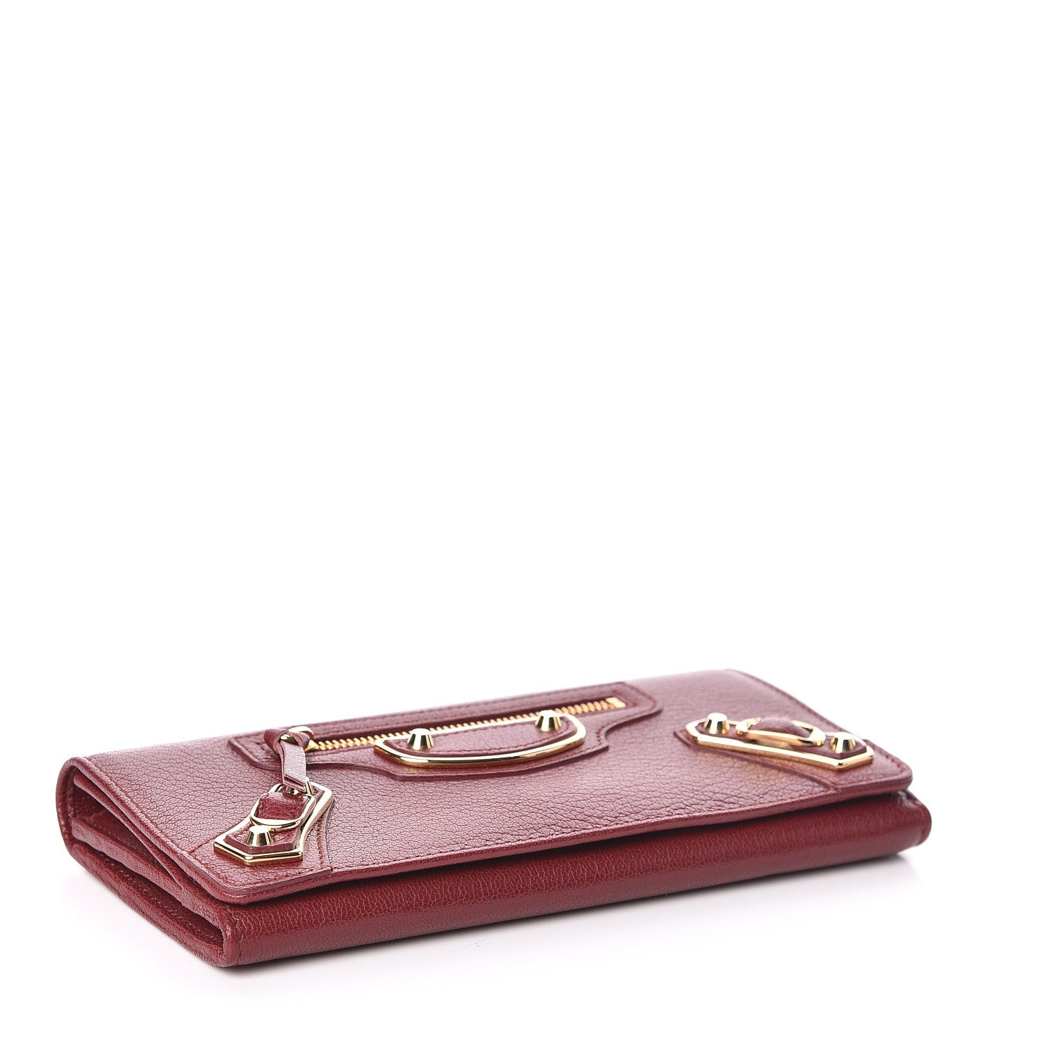 Balenciaga Chevre Gold Metallic Edge Hardware Money Wallet Bordeaux 4 of 6