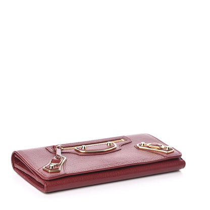 Balenciaga Chevre Gold Metallic Edge Hardware Money Wallet Bordeaux 4 of 6