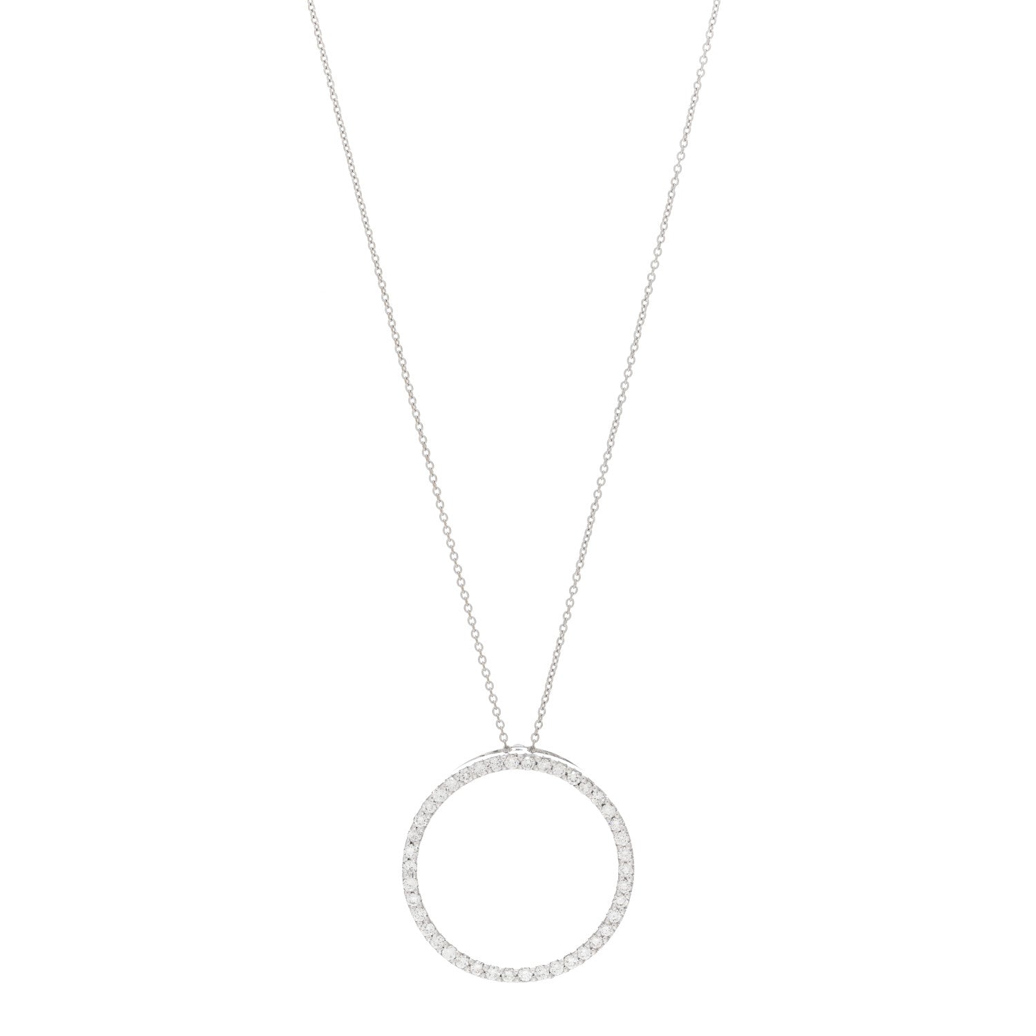 Roberto Coin 18K White Gold Diamond .73ctw Circle Pendant Necklace 1 of 4