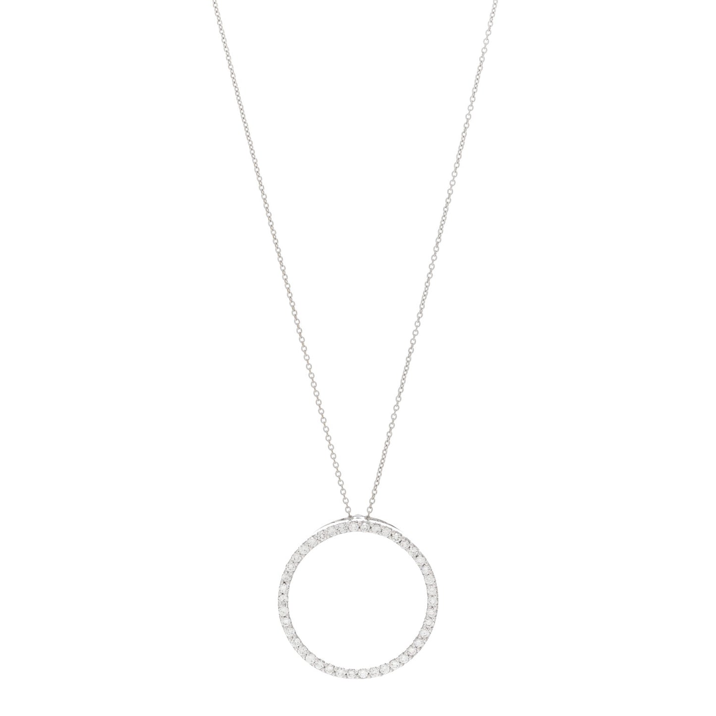 18K White Gold Diamond .70ctw Circle Pendant Necklace