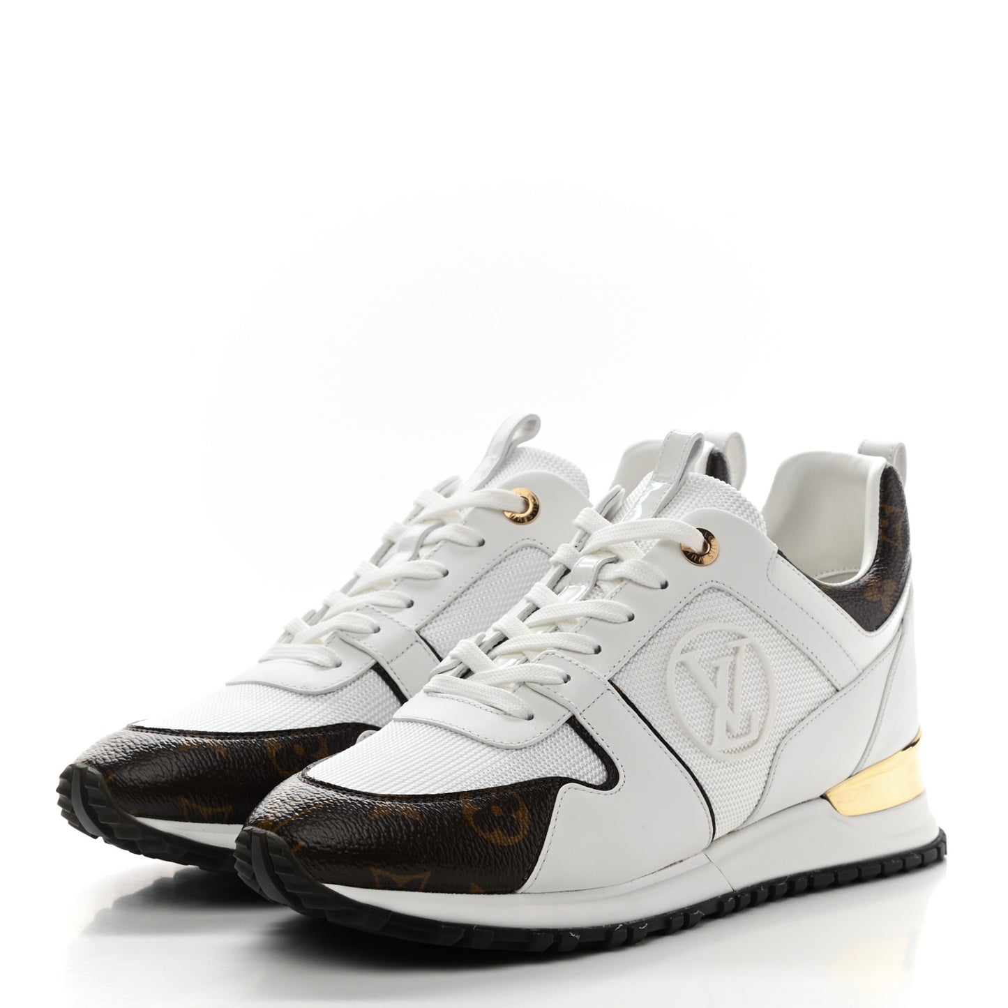 Calfskin Monogram Run Away Sneakers 39 White