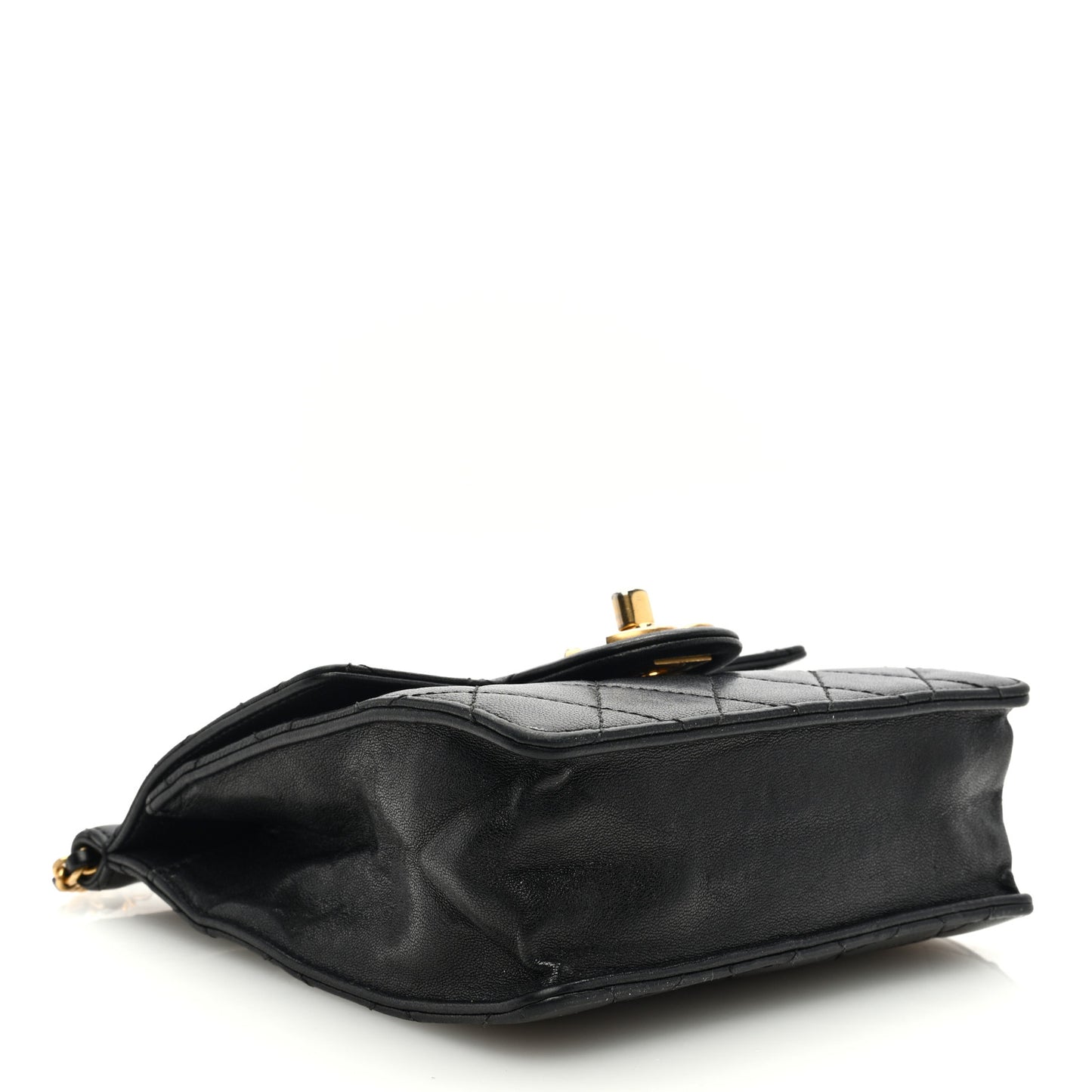 Goatskin Quilted Chic Pearls Flap Black