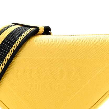Prada Saffiano Cuir Logo Embossed Triangle Shoulder Bag Sole 14 of 19