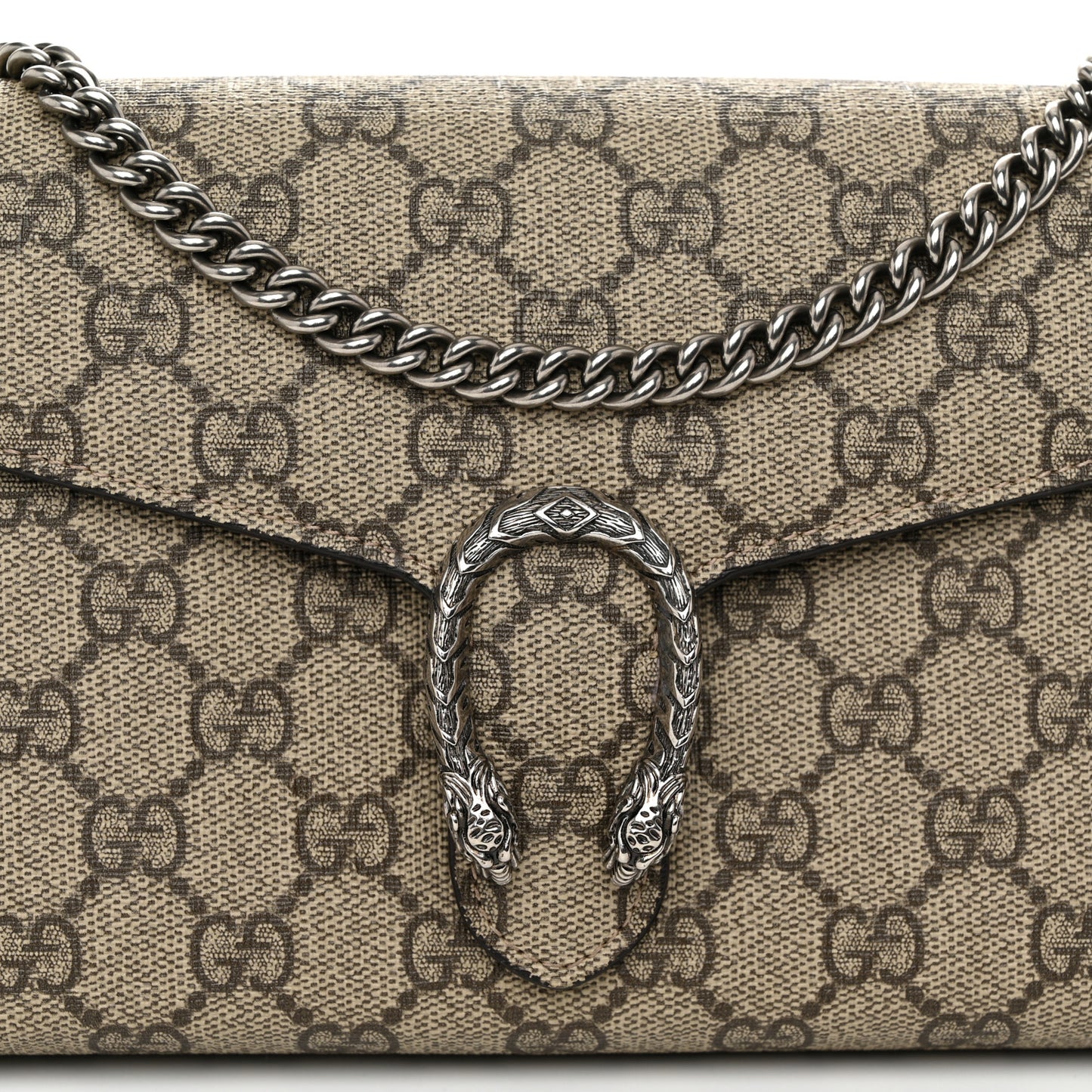GG Supreme Monogram Mini Dionysus Chain Wallet Beige Taupe